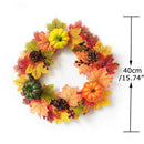 Axyaa Fall Wreath with Pumpkin, Pine Cones, Berries, Maple Garland - Thanksgiving Decor