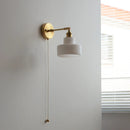 Axyaa Milky White Glass LED Wall Light Sconce Rotate Pull Chain Switch