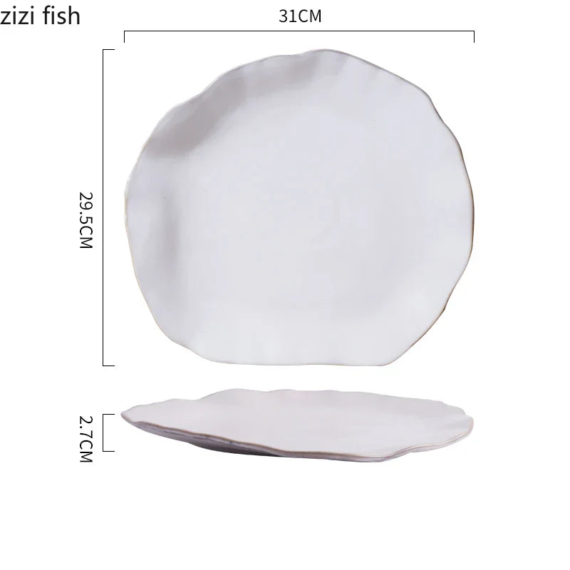 Axya Ceramic Dinner Plate Set for Serving Pasta, Salad, Steak, Sushi, and Desserts