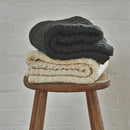 Axyaa Irish Wool Blanket: Cozy Cable Knit Design, 100% Worsted Wool, Ethically Made in Ireland