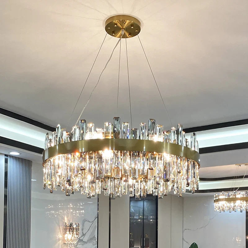 Luxury Crystal Chandelier: Axyaa's Elegant Living Room Bedroom Kitchen Pendant Light