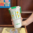 Axyaa Stainless Steel Double Drinking Thermos Vacuum Tumbler with Straw Cup