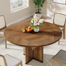 Axyaa 39" Round Conference Table for 4, Sturdy Wooden Meeting Table, Rustic Office Furniture