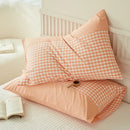 Axyaa Soft Cotton Pillowcase Chequer Grid Pattern 48x74cm Bedding Pillow Cover Set