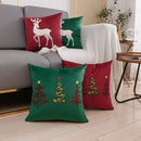 Axyaa Christmas Elk Tree Embroidered Pillowcase Set