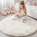 Axyaa Plush Round Carpets: Non-Slip, Washable Rugs for Living Room & Bedroom