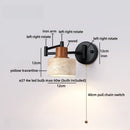 Axyaa Yellow Travertine Interior LED Wall Light with Black Iron Arm Glass, Modern Nordic Bedside Lamp