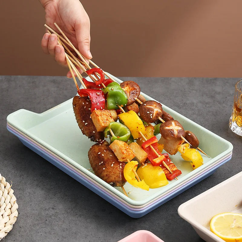 Axyaa Wheat Straw BBQ Tray: Large Capacity, Korean Style Dining Tray