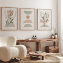 Axyaa Scandinavian Abstract Leaf Geometry Canvas Poster for Home Decor