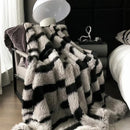 Axyaa Plush Faux Fox Fur Blanket: Luxury Weighted Sofa Throw for Winter & Autumn