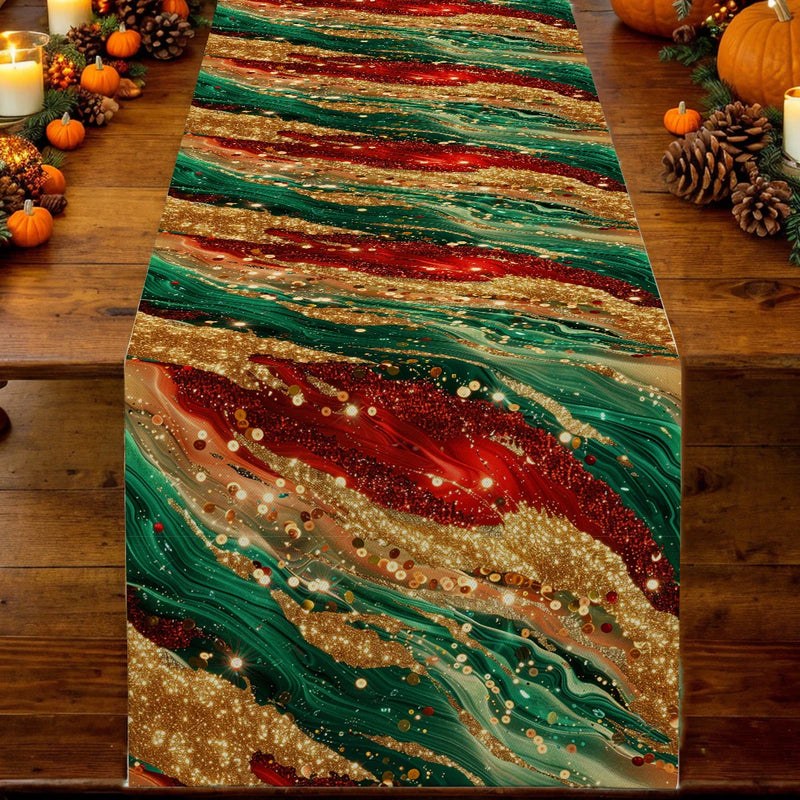 Axyaa Christmas Scales Table Runner - Farmhouse Dining Decorations for Party Tables