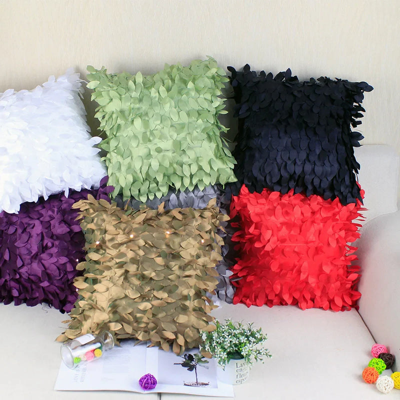 Axyaa Soft Leaf Satin Sofa Cushion Cover for Wedding Party Decoration