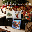 Axyaa Christmas Animal & Santa Pillow Covers for Sofa, Bedroom, Car - Festive Cushion Cover