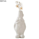 Axyaa Dwarf Shape Ceramic Vase for Flowers - Room Aesthetic Decor and Artificial Flower Arrangement