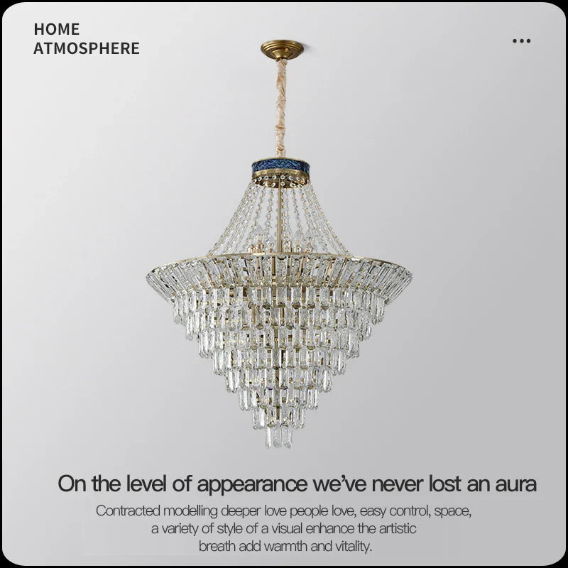 Axyaa Crystal Duplex Chandelier: Modern & Elegant Lighting for Home, Hotel, and Office