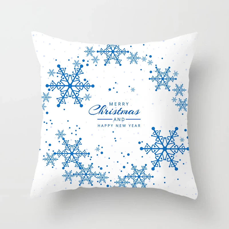 Blue Winter Snowflake Pillowcase for Stylish Christmas Decor by Axyaa