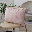 Axyaa Pink Woven Cushion Cover with Ball Edge for Home Decor