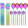 Axyaa Stainless Steel Black Cutlery Set - 16Pcs Mirror Dinnerware Kitchen Silverware Set