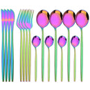 Axyaa Stainless Steel Black Cutlery Set - 16Pcs Mirror Dinnerware Kitchen Silverware Set