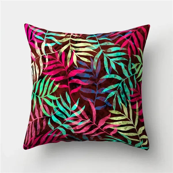 Axyaa Tropical Green Plant Tree Leaves Flower Cushion Cover 45X45CM
