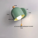 Axyaa Wood Iron LED Wall Lights with Pull Chain Switch, Modern Bedside Lamp