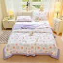 Axyaa Washed Cotton Printed Summer Quilt - Machine Washable Thin Quilt