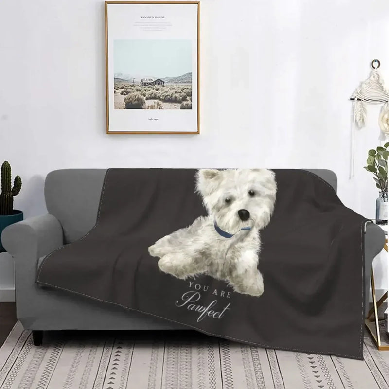 Axyaa Westie Dog Anatomy Flannel Blanket - Cozy Home Sofa Office Travel Throw