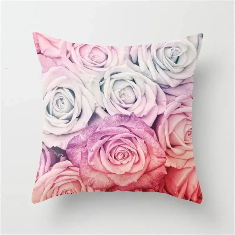 Rose Flowers Cushion Cover 45x45cm Nordic Style Home Decor Throw Pillow Axyaa
