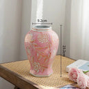 Axyaa Chinese Style Blue & White Porcelain Vase Pink Pot Retro Jars Flower Vase
