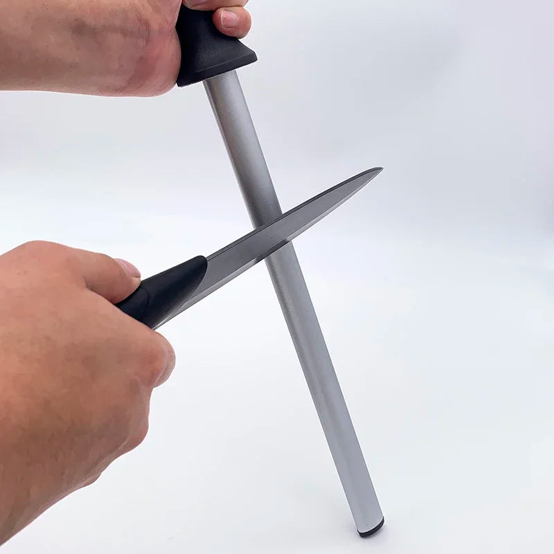 Axya Oval Diamond Sharpener Steel with ABS Handle - Professional Knife Sharpening Rod