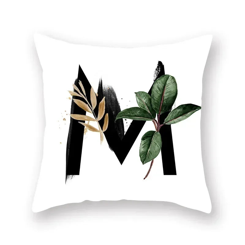 Floral Alphabet Pillow Case by Axyaa: Home & Car Decorative Cushion Cover