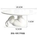 Axyaa White Rabbit Ceramic Dinner Plate - Cute Animal Fruit Snack Dish