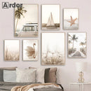Axyaa Beige Dandelion Starfish Wall Art Print for Nordic Living Room Decor