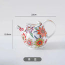 Axyaa Butterfly Love Flower Ceramic Tableware Set with Tea Hospitality Kettle