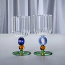 Axyaa Nordic Ripple Wine Glasses 370ml Creative Vintage Goblet Amber Ball Ring 12oz