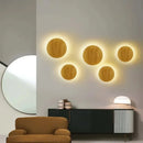Axyaa Circular LED Wooden Wall Lamp: Modern, Minimalist, Creative Lighting Fixture for Living Room