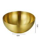 Axyaa Golden Stainless Steel Salad Bowls - Large Korean Kitchen Tableware