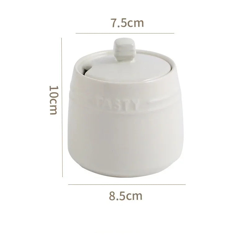 Axyaa Ceramic Condiment Jar Set with Lid, Spoon, Sugar Bowl, Salt Jars