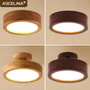 Axyaa Nordic Wooden LED Ceiling Light: Minimalist Round Macaron Design