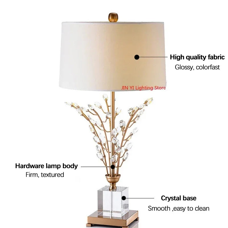 Luxury Crystal Tree Flower LED Bedside Lamp for Modern Living Room by Axyaa
