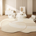 Axyaa Geometric Cream Style Carpet, Wabi Sabi Bedroom Rug