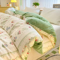 Axyaa Floral Print Reversible Cotton & Flannel Duvet Cover - Single to King Sizes