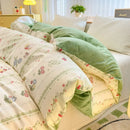 Axyaa Floral Print Reversible Cotton & Flannel Duvet Cover - Single to King Sizes