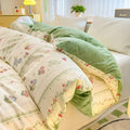 Axyaa Autumn Winter Floral Print Duvet Cover, Cotton & Flannel, Single to King Sizes