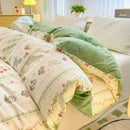 Axyaa Autumn Winter Floral Print Duvet Cover, Cotton & Flannel, Single to King Sizes