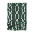 Axyaa Green Christmas Textured Knit Blanket with Tassel - Cozy & Lightweight