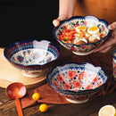 Axyaa Plant Flower Pattern Ceramic Bowl Retro Soup Ramen Salad Noodle Pasta Tableware