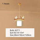 Axyaa Nordic Wood Birds Chandelier: Log Style Lighting Fixtures for Home Decor