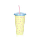 Axyaa Bow Design Reusable Plastic Water Cup with Straw Lid - Portable Drinkware Mug