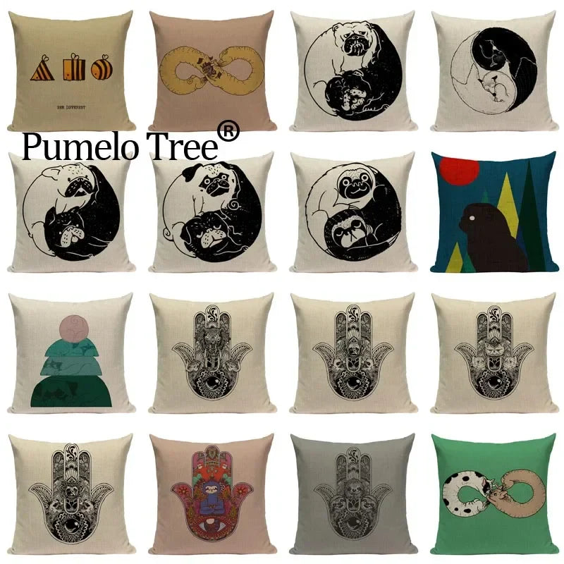 Axyaa Pug Dog Sport Symmetry Cushion Cover Pillow Case